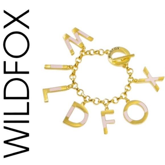 Wildfox Couture 2012 Gold & Pink Logo Letter Charm Toggle Bracelet NWT - Picture 13 of 13